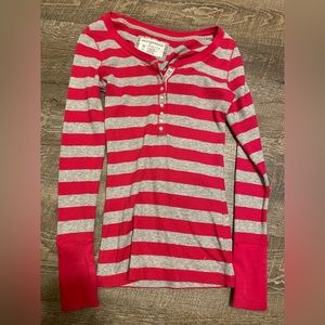 Aeropostale pink and grey striped long sleeve